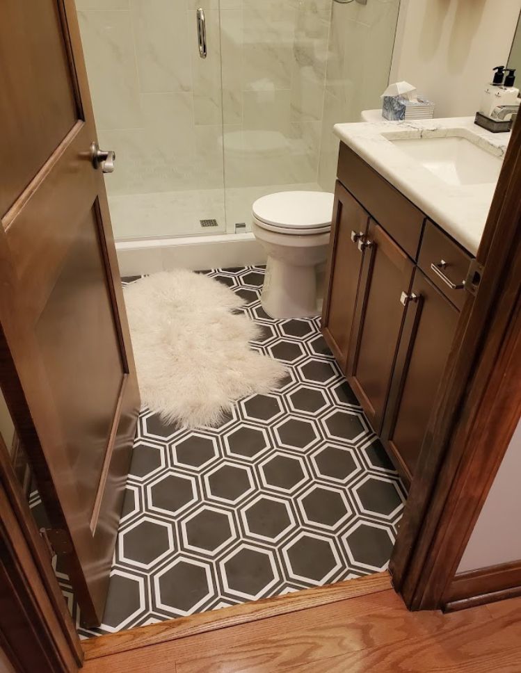 bath remodel with LVT floors, countetrtops, tile shower in Lawrence, KA