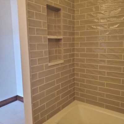 custom tile shower remodel at Kring's Interiors