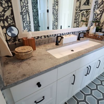 bathroom vanity and countertops remodel in Lawrence, KA